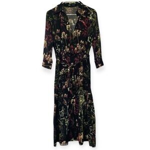 Zara Women’s 3/4 Sleeve Floral Belted Buttoned Dress Size‎ M